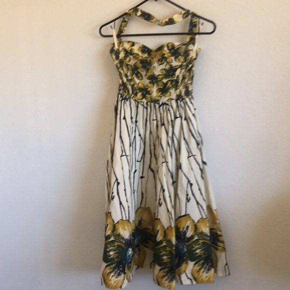 Anthropologie Burgeoning Hypericum Floral Retro Halter Dress - Picture 6 of 13